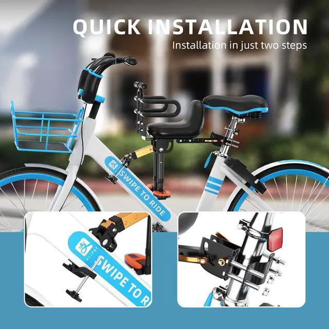 Alt view image 5 of 6 - Child Bike Seat, Kids Bike Seat with Guardrail, High Seat Cushion Backrest Mountain Bike Child Bike Seat, Bicycle Child Safety Seat for Children from 1 to 3 Years Old