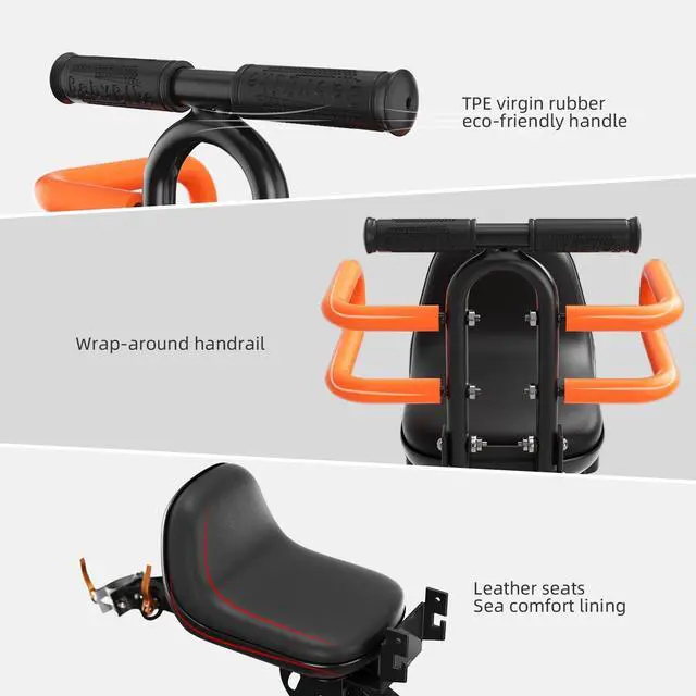 Alt view image 2 of 6 - Child Bike Seat, Kids Bike Seat with Guardrail, High Seat Cushion Backrest Mountain Bike Child Bike Seat, Bicycle Child Safety Seat for Children from 1 to 3 Years Old