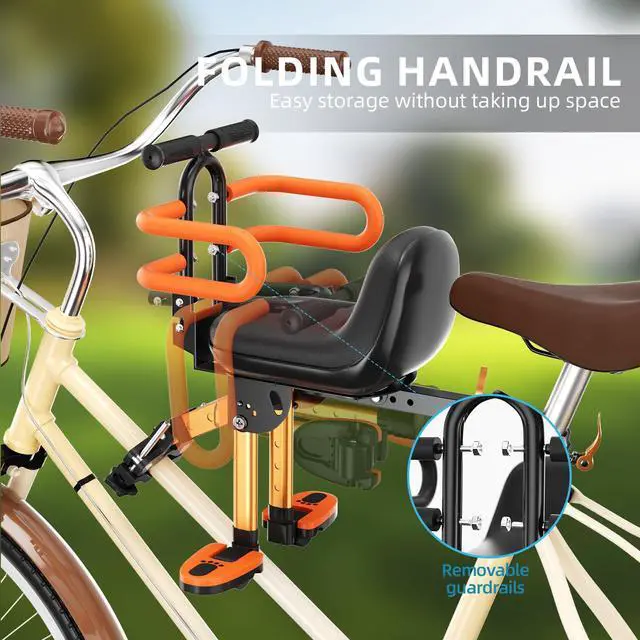 Alt view image 3 of 6 - Child Bike Seat, Kids Bike Seat with Guardrail, High Seat Cushion Backrest Mountain Bike Child Bike Seat, Bicycle Child Safety Seat for Children from 1 to 3 Years Old