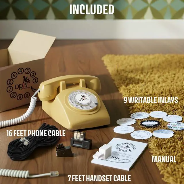 Alt view image 6 of 7 - 60s Cable - Retro Rotary Landline Phone - Vintage 1960s Antique Style Desk Telephone with Real Metal Bell - Cream