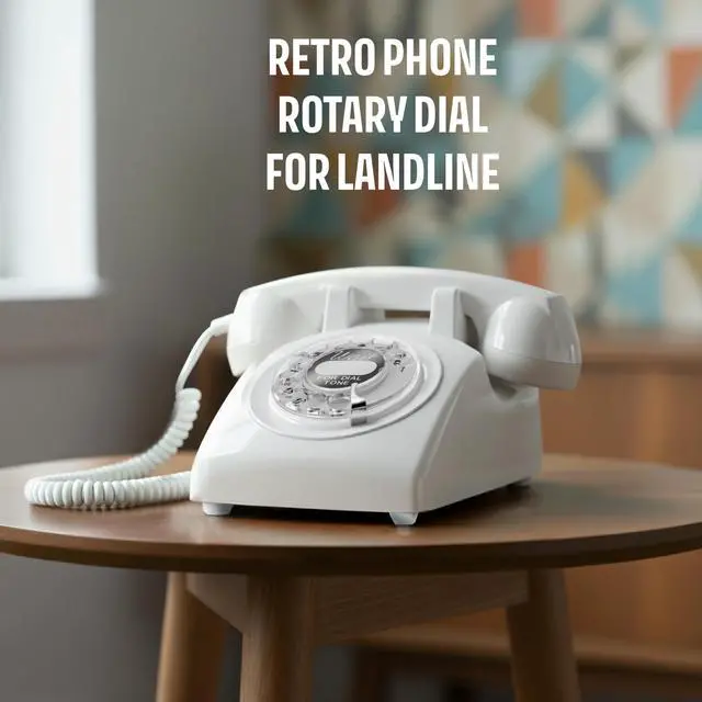 Alt view image 2 of 7 - 60s Cable - Retro Rotary Landline Phone - Vintage 1960s Antique Style Desk Telephone with Real Metal Bell - White