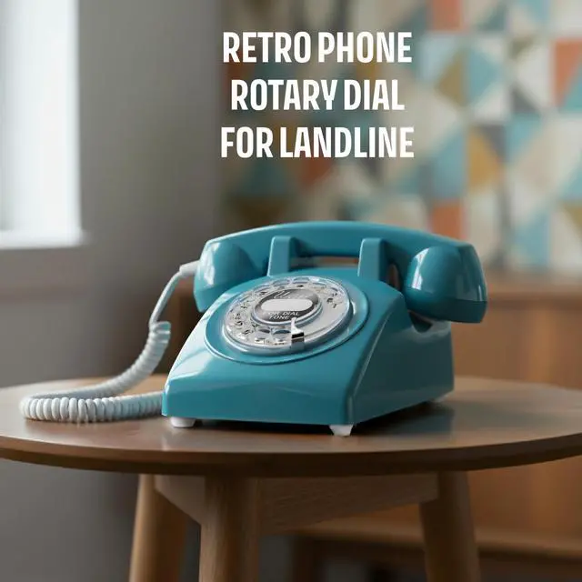 Alt view image 2 of 7 - 60s Cable - Retro Rotary Landline Phone - Vintage 1960s Antique Style Desk Telephone with Real Metal Bell - Azure