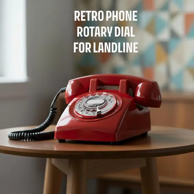 Alt view image 2 of 7 - 60s Cable - Retro Rotary Landline Phone - Vintage 1960s Antique Style Desk Telephone with Real Metal Bell - Red