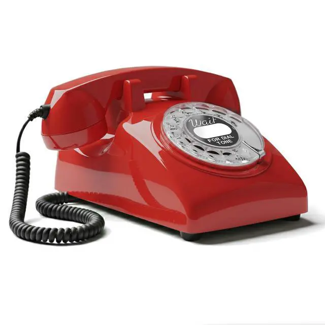 Main image of 60s Cable - Retro Rotary Landline Phone - Vintage 1960s Antique Style Desk Telephone with Real Metal Bell - Red