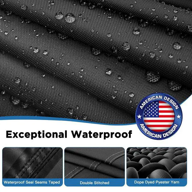 Alt view image 2 of 7 - 800D Heavy Duty Waterproof Boat Cover 16-18.5ft, Black | Fits Bass/V-Hull/Runabout/Fishing/Bowrider Boats - Canvas Protective Cover with Motor Cover for 16 17 18.5 Foot Boats