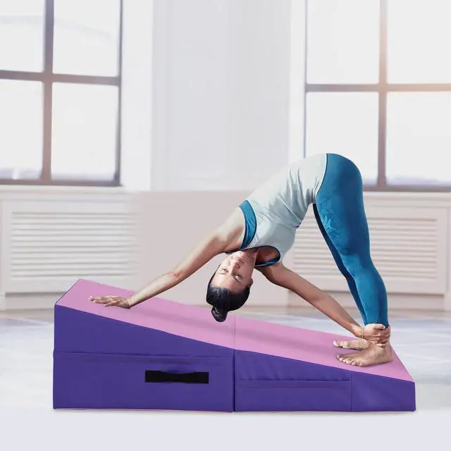 Alt view image 2 of 7 - Gymnastics Mat Incline Mat Tumbling Mat Folding Gymnastic Tumbling Mat Indoor/Outdoor Exercise Mat Home Gym Yoga Mat with Handle
