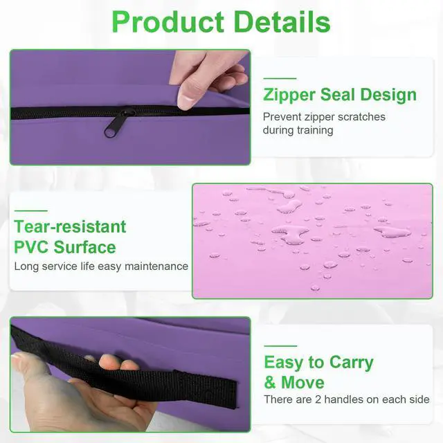 Alt view image 5 of 7 - Gymnastics Mat Incline Mat Tumbling Mat Folding Gymnastic Tumbling Mat Indoor/Outdoor Exercise Mat Home Gym Yoga Mat with Handle