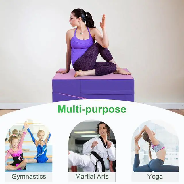 Alt view image 6 of 7 - Gymnastics Mat Incline Mat Tumbling Mat Folding Gymnastic Tumbling Mat Indoor/Outdoor Exercise Mat Home Gym Yoga Mat with Handle