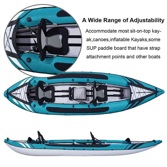 Alt view image 5 of 7 - 2 Pack of Kayak Seat Deluxe Padded Canoe Backrest Seat Sit On Top Cushioned Back Support SUP Paddle Board Seats with Detachable Storage Bag 4 Adjustable Straps for Kayaking Canoeing Rafting Fishing