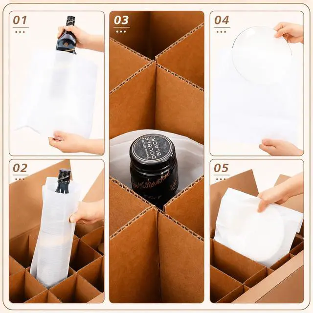 Alt view image 4 of 7 - Kitchen Moving Boxes with Handle Hole Kit, 24 x 12 x 12 Inch, Included Glassware Moving Divider Kits Foam Pouches Cup and Plate Box Tape Rolls for Kitchen Packing Transportation