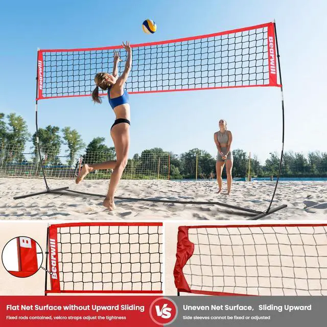 Alt view image 2 of 7 - Volleyball Net, 12FT/20FT Portable Volleyball Net for Backyard, Freestanding Volley Ball Set Height Adjustable with Carry Bag, Volley Ball Practice Nets Training Equipment for Indoor Outdoor