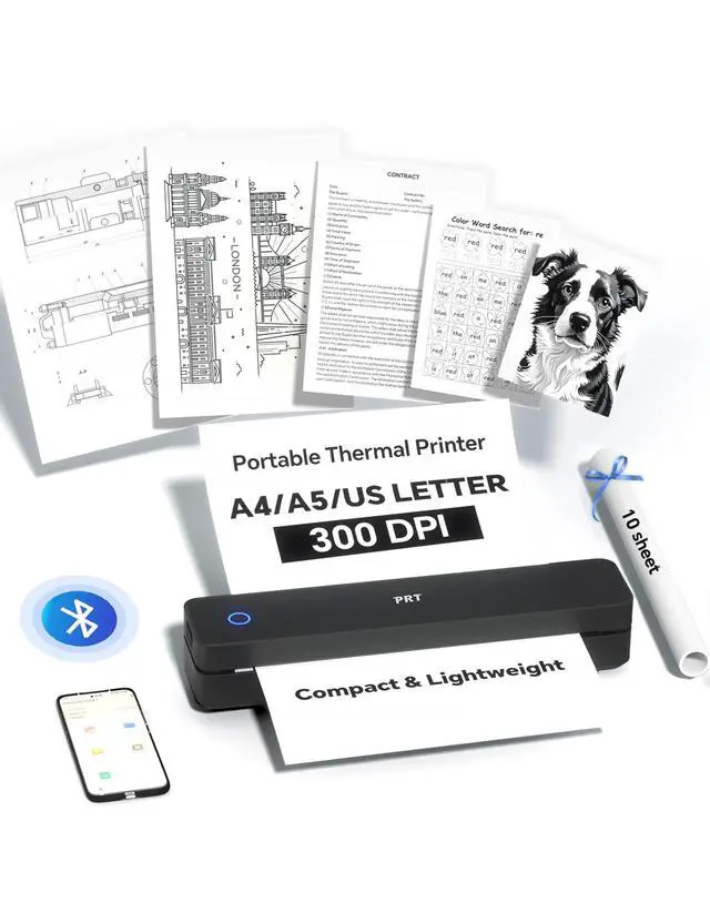 Main image of MT610 Portable A4 Thermal Printer, Inkless Bluetooth Printer for Phone | 8.5 x 11" US Letter Support, USB PC Printing, Truck Drivers, Field Service, Business Travel, Remote Work, Small Home Offices