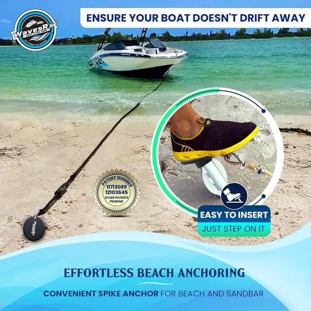 Alt view image 2 of 7 - Patented Aluminum Spike Beach Anchor | Ultra-Light PWC, Jet Ski & Sand Anchor for Boat, Pontoon & Kayak Secure Anchoring Near Shore