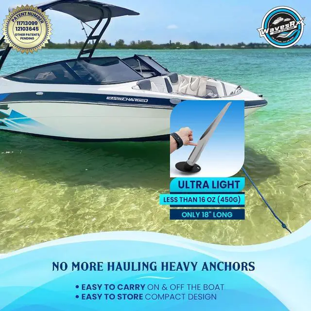 Alt view image 5 of 7 - Patented Aluminum Spike Beach Anchor | Ultra-Light PWC, Jet Ski & Sand Anchor for Boat, Pontoon & Kayak Secure Anchoring Near Shore
