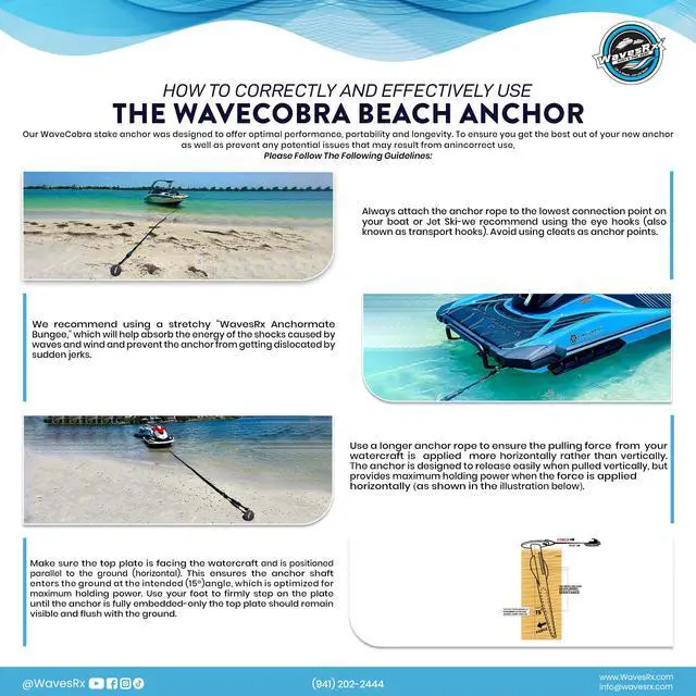 Alt view image 7 of 7 - Patented Aluminum Spike Beach Anchor | Ultra-Light PWC, Jet Ski & Sand Anchor for Boat, Pontoon & Kayak Secure Anchoring Near Shore