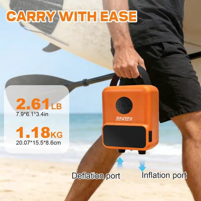 Alt view image 5 of 7 - Cordless SUP Air Pump 20PSI Battery Powered, High Pressure Electric Paddle Board Pump with Auto Shut-Off, Fast Inflate/Deflate, USB-C & 12V DC for SUP, Kayak, Boat