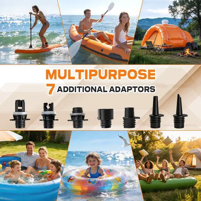 Alt view image 7 of 7 - Cordless SUP Air Pump 20PSI Battery Powered, High Pressure Electric Paddle Board Pump with Auto Shut-Off, Fast Inflate/Deflate, USB-C & 12V DC for SUP, Kayak, Boat