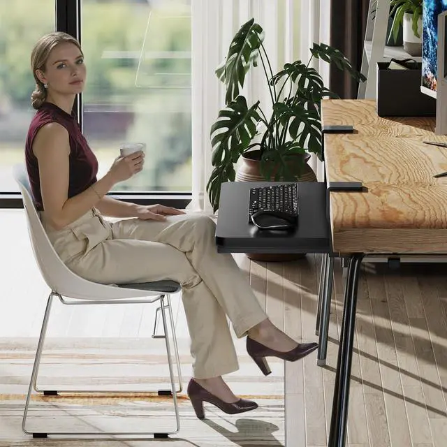 Alt view image 7 of 7 - Keyboard Tray Under Desk, 19.7" X 11.81" Small Size Keyboard Drawer with C Clamp-on Mount Easy to Install, Computer Keyboard Stand Slide Pull Out, Ergonomic Keyboard Tray for Home & Office, Black