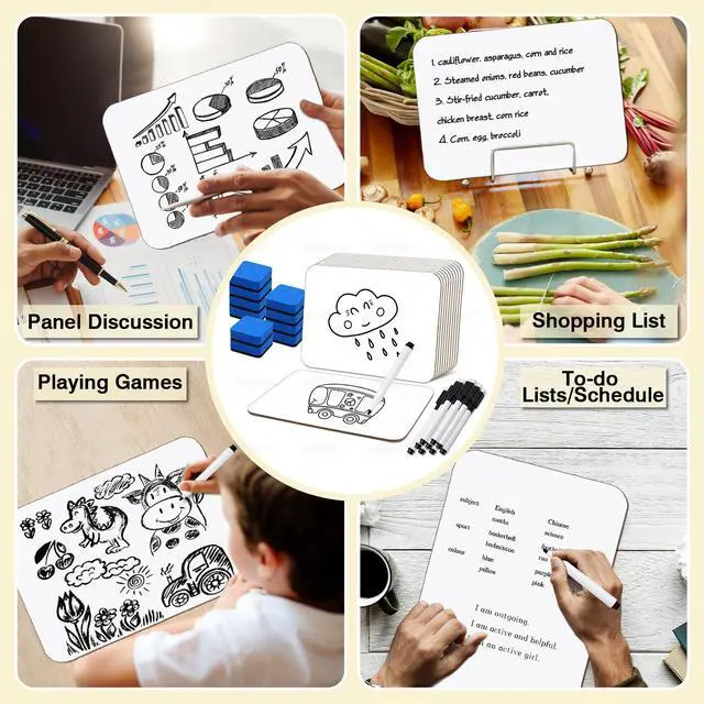 Alt view image 7 of 7 - 80 Pcs Small White Board 5 x 7 Inch Mini Dry Erase Board Small White Boards with Markers Erasers Double Sided Dry Erase Whiteboards for Students Classroom Meeting Voting Games Party (80)