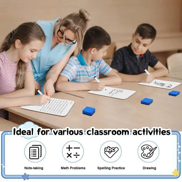 Alt view image 5 of 7 - 80 Pcs Small White Board 5 x 7 Inch Mini Dry Erase Board Small White Boards with Markers Erasers Double Sided Dry Erase Whiteboards for Students Classroom Meeting Voting Games Party (80)