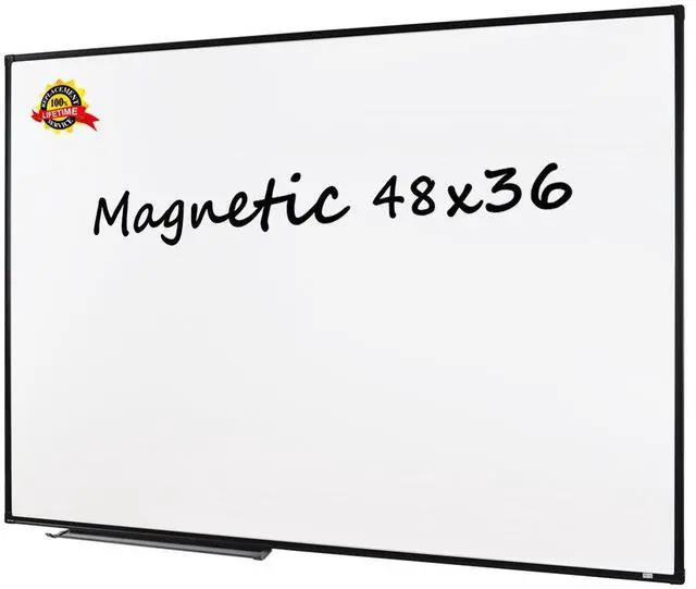 Main image of Magnetic White Board, 48" x 36" Dry Erase Board with Pen Tray Wall-Mounted Message Presentation Meno Board, Black Aluminium Framed for School, Home and Office