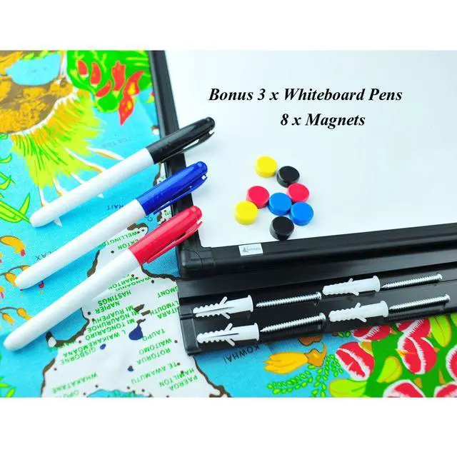 Alt view image 2 of 7 - Magnetic White Board, 48" x 36" Dry Erase Board with Pen Tray Wall-Mounted Message Presentation Meno Board, Black Aluminium Framed for School, Home and Office