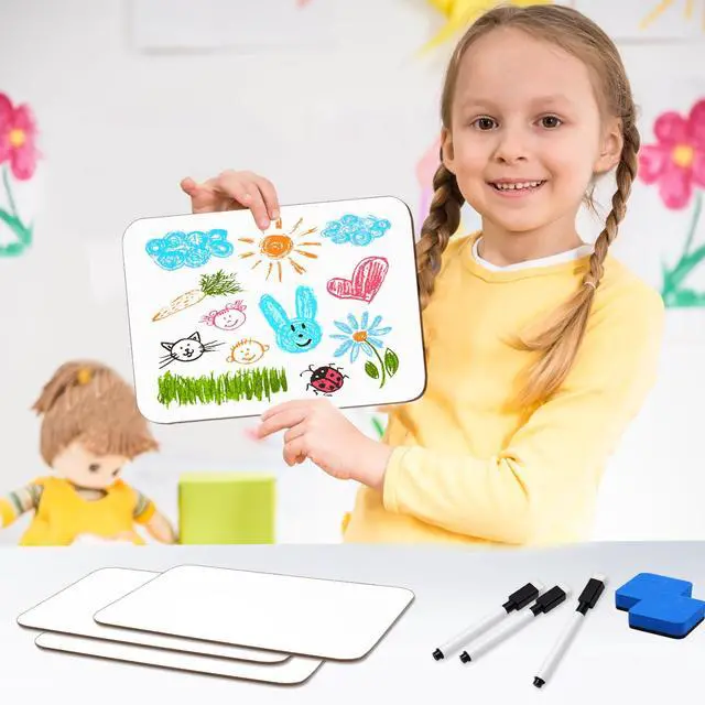 Alt view image 6 of 7 - 80 Pcs Small White Board 5 x 7 Inch Mini Dry Erase Board Small White Boards with Markers Erasers Double Sided Dry Erase Whiteboards for Students Classroom Meeting Voting Games Party (80)