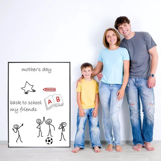 Alt view image 5 of 7 - Magnetic White Board, 48" x 36" Dry Erase Board with Pen Tray Wall-Mounted Message Presentation Meno Board, Black Aluminium Framed for School, Home and Office