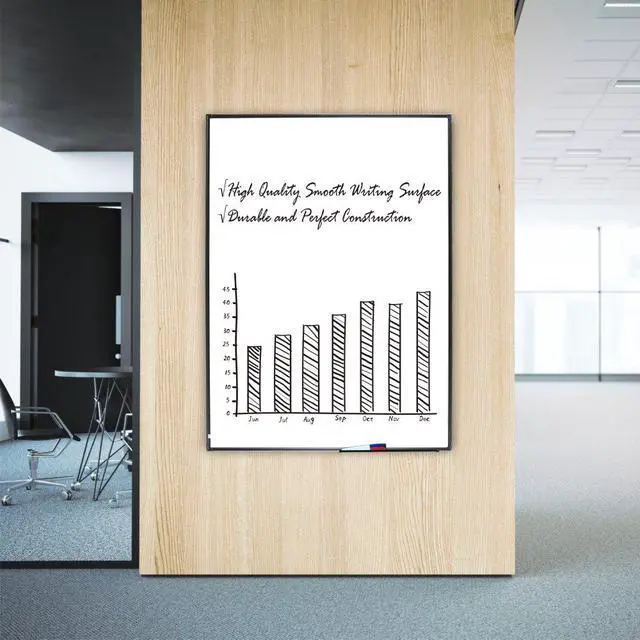 Alt view image 7 of 7 - Magnetic White Board, 48" x 36" Dry Erase Board with Pen Tray Wall-Mounted Message Presentation Meno Board, Black Aluminium Framed for School, Home and Office