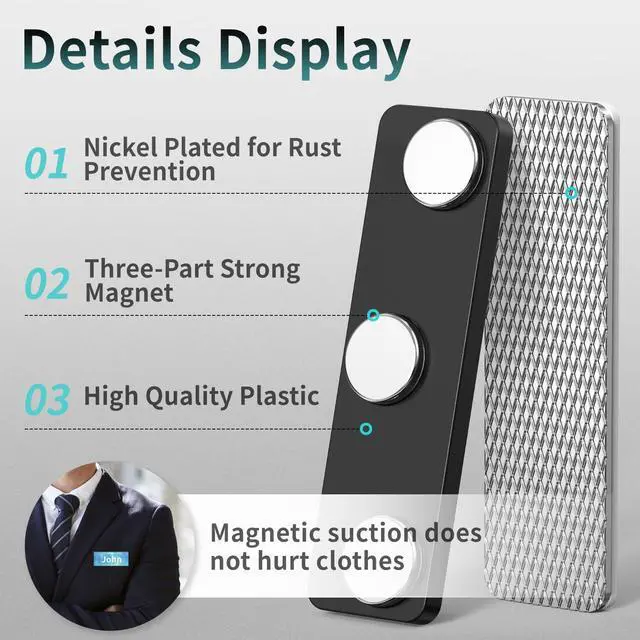 Alt view image 5 of 7 - Magnetic Name Tags Kit 50PCS, Reusable Name Tags Name Badge Holder 3x1.2 with Strong Magnets Blank Name Labels, Clear Acrylic Frame for Business Office School