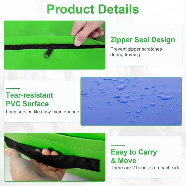 Alt view image 5 of 7 - Gymnastics Mat Incline Mat Tumbling Mat Folding Gymnastic Tumbling Mat Indoor/Outdoor Exercise Mat Home Gym Yoga Mat with Handle
