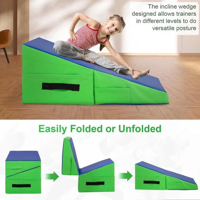 Alt view image 4 of 7 - Gymnastics Mat Incline Mat Tumbling Mat Folding Gymnastic Tumbling Mat Indoor/Outdoor Exercise Mat Home Gym Yoga Mat with Handle