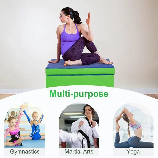 Alt view image 6 of 7 - Gymnastics Mat Incline Mat Tumbling Mat Folding Gymnastic Tumbling Mat Indoor/Outdoor Exercise Mat Home Gym Yoga Mat with Handle