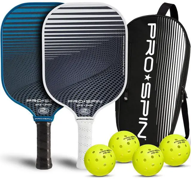 Main image of Carbon Fiber Pickleball Paddles Set of 2 | Lightweight Pickleball Set with Indoor/Outdoor Balls and Bag Durable Pickle Ball Paddle Gift for Men, Women & Families