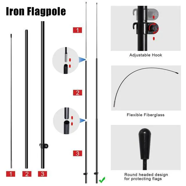Alt view image 5 of 7 - 3 Sets Open Feather Flag Pole Kit, 9.2 Feet Tall Grand Opening Flag, Sign Advertising Flag Banner, Now Open Theme Feather Flags with Ground Stake and Portable Bag for Outside Ground
