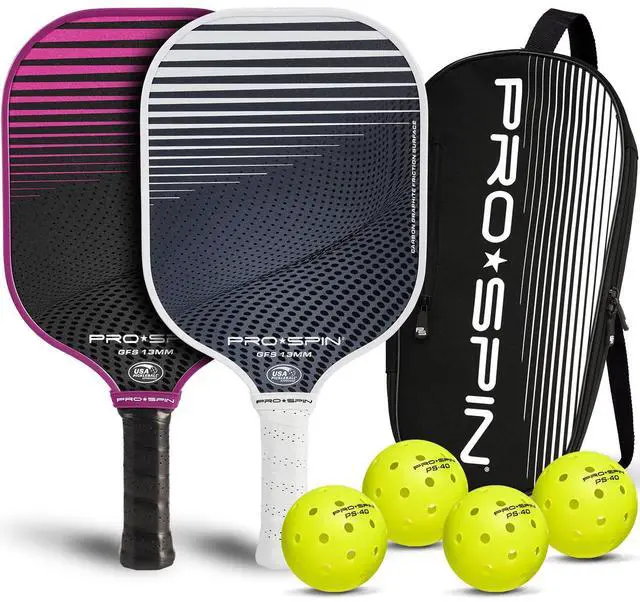Main image of Carbon Fiber Pickleball Paddles Set of 2 | Lightweight Pickleball Set with Indoor/Outdoor Balls and Bag Durable Pickle Ball Paddle Gift for Men, Women & Families