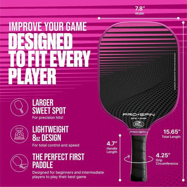 Alt view image 4 of 7 - Carbon Fiber Pickleball Paddles Set of 2 | Lightweight Pickleball Set with Indoor/Outdoor Balls and Bag Durable Pickle Ball Paddle Gift for Men, Women & Families