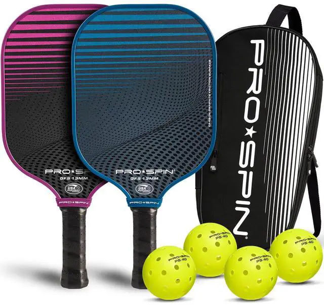 Main image of Carbon Fiber Pickleball Paddles Set of 2 | Lightweight Pickleball Set with Indoor/Outdoor Balls and Bag Durable Pickle Ball Paddle Gift for Men, Women & Families