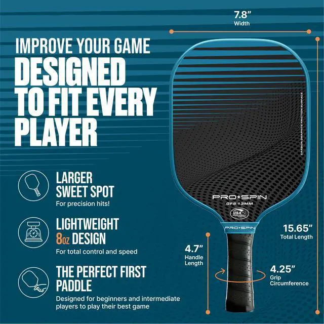 Alt view image 4 of 7 - Carbon Fiber Pickleball Paddles Set of 2 | Lightweight Pickleball Set with Indoor/Outdoor Balls and Bag Durable Pickle Ball Paddle Gift for Men, Women & Families