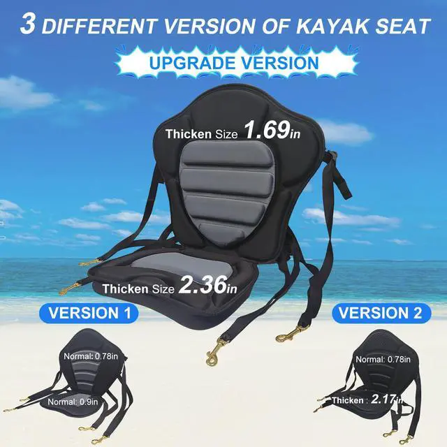 Alt view image 3 of 7 - Kayak Seats - 1/2 Pck, Thicken Padded Seat Cushion with Back Support, Canoe & Ocean Sup Compatible