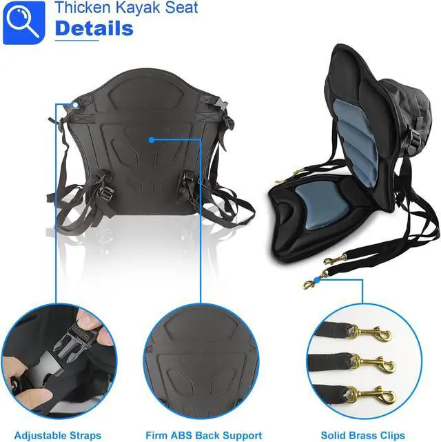 Alt view image 4 of 7 - Kayak Seats - 1/2 Pck, Thicken Padded Seat Cushion with Back Support, Canoe & Ocean Sup Compatible