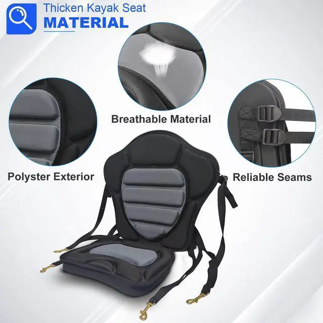 Alt view image 6 of 7 - Kayak Seats - 1/2 Pck, Thicken Padded Seat Cushion with Back Support, Canoe & Ocean Sup Compatible