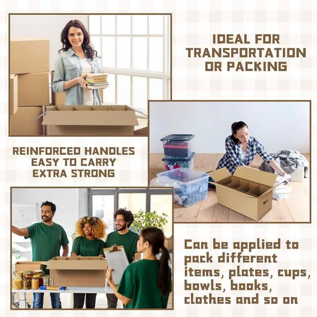 Alt view image 6 of 6 - 6 Sets Dish Packing Kit Include 1 Box 5 Dividers 1 Base Plate Each Set Kitchen Moving Boxes Glassware Packing Kit Dish Containers Supplies for Moving Dishes Glassware (24 x 12 x 11 Inches)