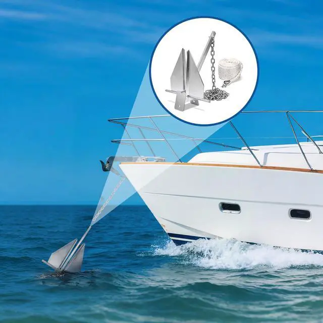 Alt view image 7 of 7 - Heavy Duty Boat Anchor Kit with Anchor Chain, Shackle and Anchor Rope, 5/8/10/13/18 lb Danforth Anchor,Boat Anchor for Pontoons, Dinghies, Fishing Boats, Bass Boats, Sport Boats, Sport Yachts