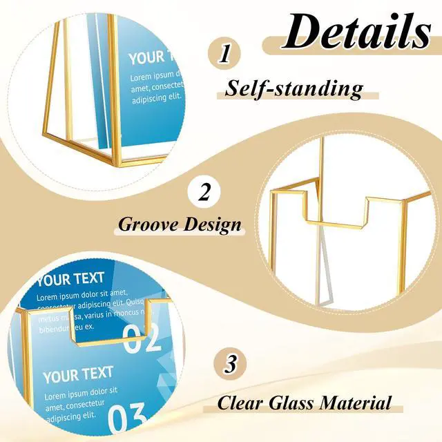 Alt view image 5 of 7 - 6 Pcs Gold Glass Brochure Holder for 4 Inch Pamphlets Trifold Literature Holder Tabletop Clear Stand Pamphlet Flyer Brochure Display Stand for Magazine Booklets Menu Journals