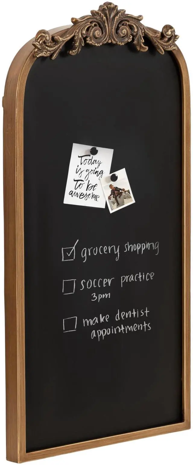 Main image of Arendahl Decorative Vintage Arch Chalkboard; 13 x 25; Gold; Framed Arched Ornate Magnetic Chalkboard for Unique Display; Decoration; and Organization