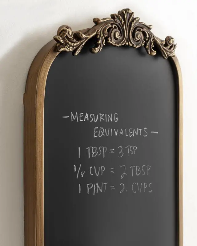Alt view image 5 of 7 - Arendahl Decorative Vintage Arch Chalkboard; 13 x 25; Gold; Framed Arched Ornate Magnetic Chalkboard for Unique Display; Decoration; and Organization