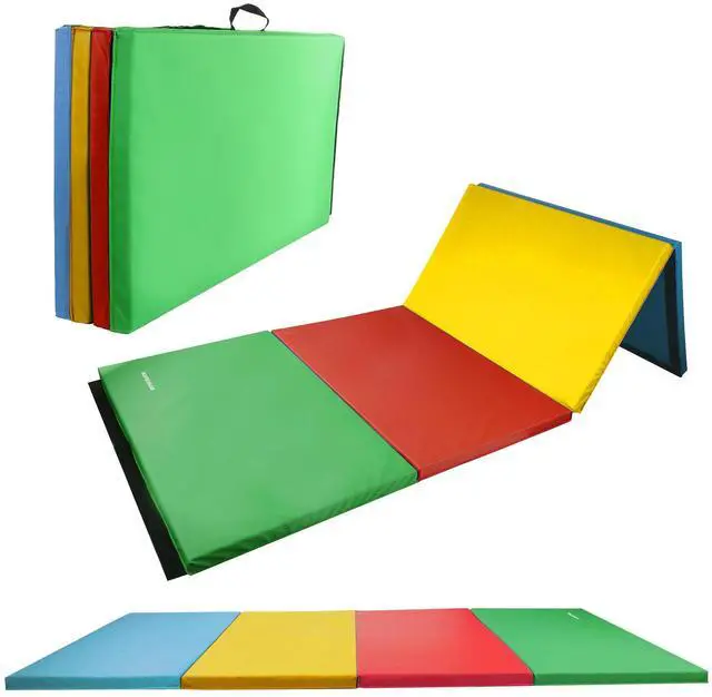 Main image of 4'x8'x2" Gymnastics Mat, Home Exercise Mat with Carrying Handles, Folding Gym Workout Tumbling Mat for Yoga, Pilates, Stretching, MMA, Core Workouts, Fitness Aerobics Mats for Gym Training