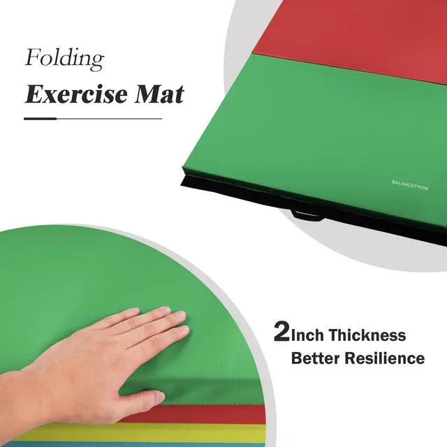 Alt view image 3 of 7 - 4'x8'x2" Gymnastics Mat, Home Exercise Mat with Carrying Handles, Folding Gym Workout Tumbling Mat for Yoga, Pilates, Stretching, MMA, Core Workouts, Fitness Aerobics Mats for Gym Training