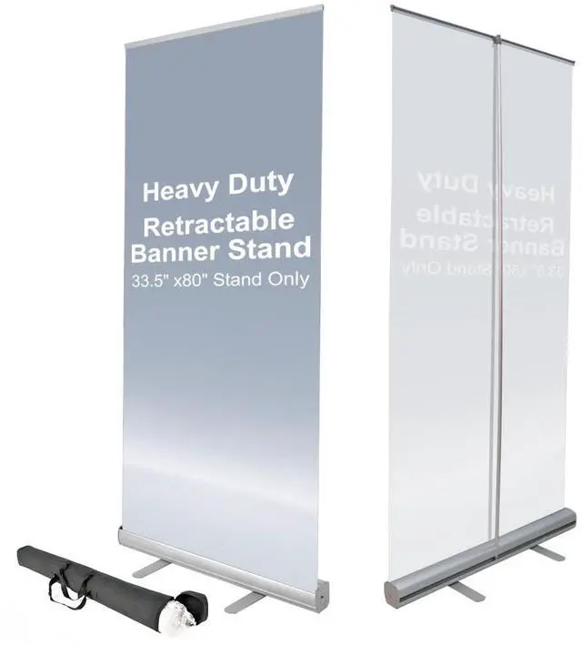 Main image of 33.5''x 80'' Heavy Duty Retractable Roll Up Banner Stand, Aluminum Portable Sign Holder with Padded Canvas Bag for Trade Show Exhibition Store Displays (Stand Only)